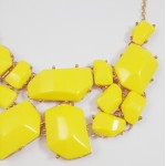 Neon Yellow Lemon Stone Fragment Statement Bib Necklace 